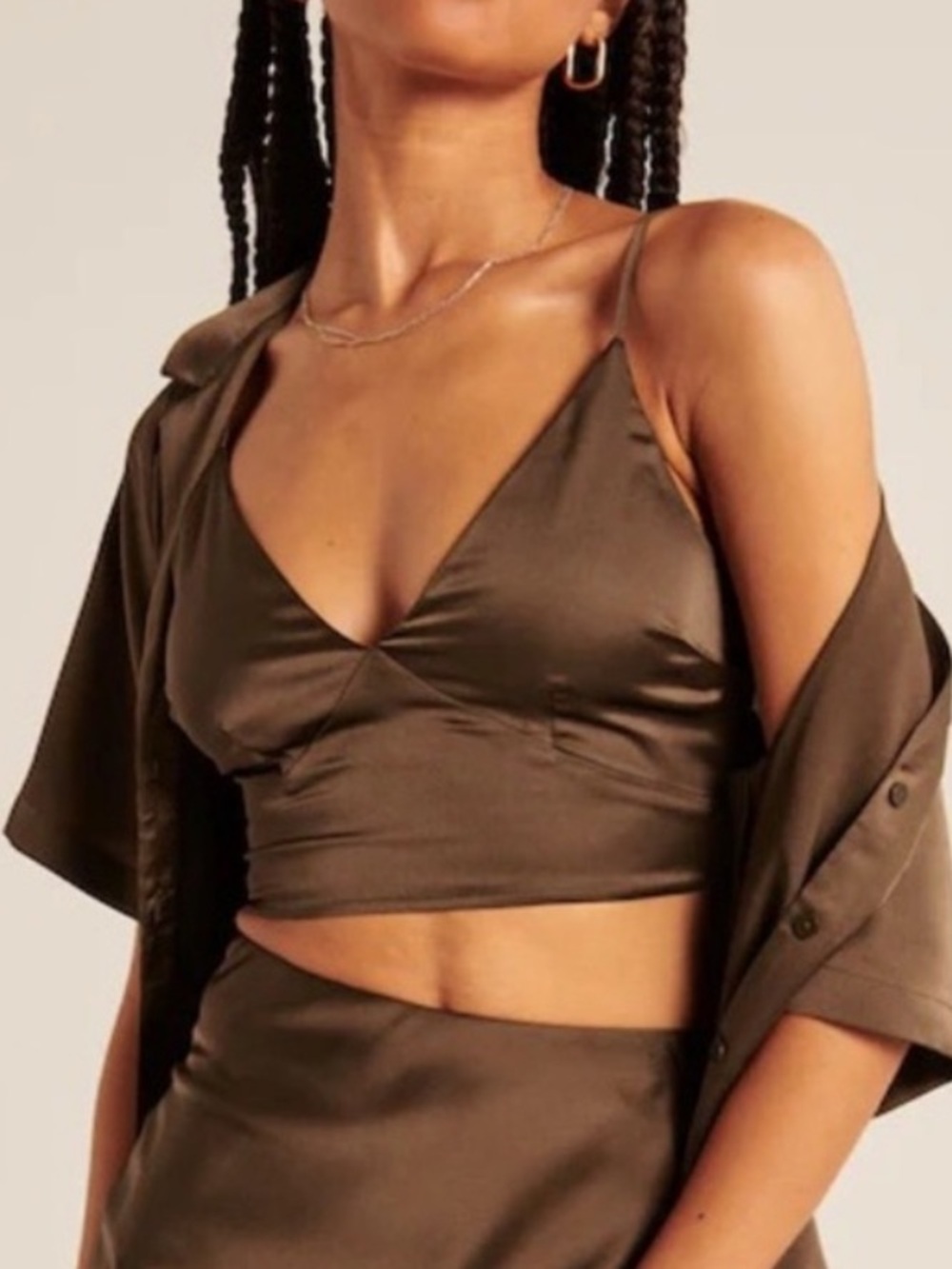 Abercrombie & Fitch cropped brown satin tank top